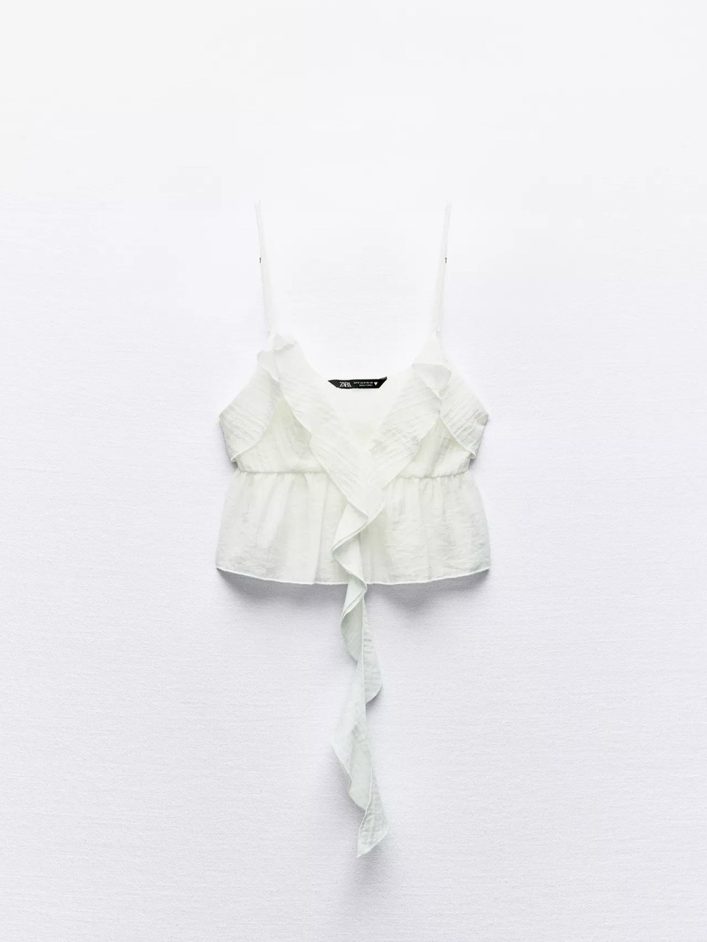 Zara White Ruffle Tie-Front Camisole